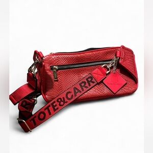 Tote & Carry Red Snakeskin Crossbody Belt Bag